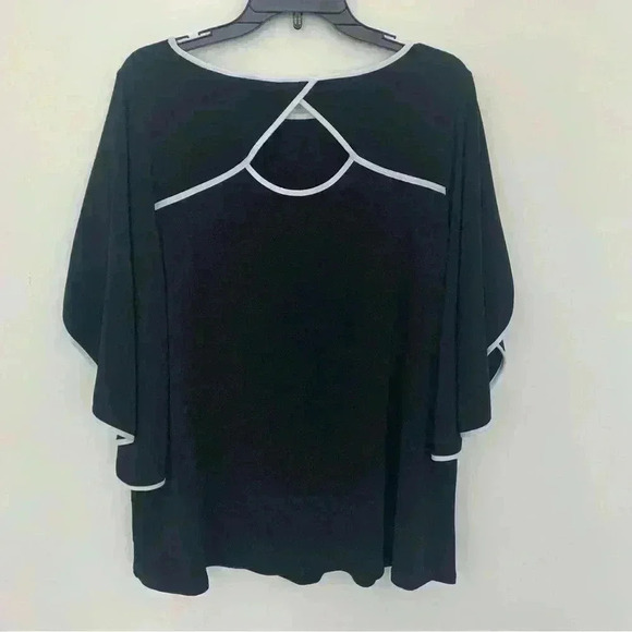 IC by Connie K Contrast Slit Sleeve Key Hole Back Blouse Flowy Stretchy Large - Picture 5 of 12